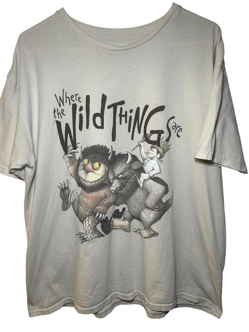 Where the Wild Things Are Graphic Adult Short Sleeve Tee Cream Book Teacher XL